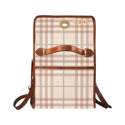 Personalized Waterproof Canvas Shoulder Strap Bag Tartan Flower - Piryoung Shop