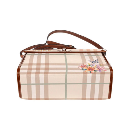 Personalized Waterproof Canvas Shoulder Strap Bag Tartan Flower - Piryoung Shop