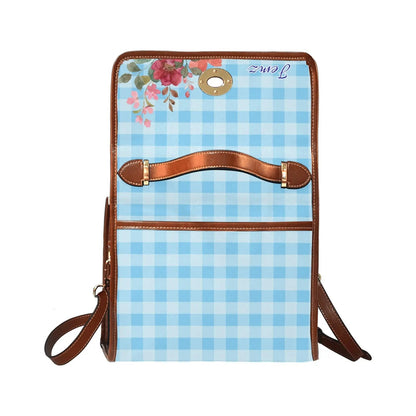 Personalized Waterproof Canvas Shoulder Strap Bag Tartan Flower Design - Piryoung Shop