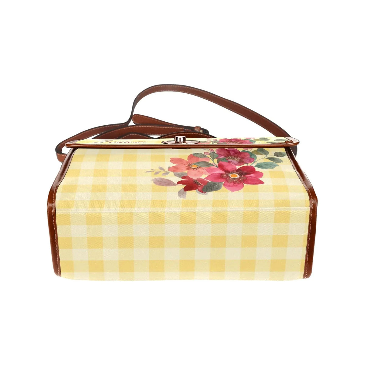 Personalized Waterproof Canvas Shoulder Strap Bag Tartan Flower Design - Piryoung Shop