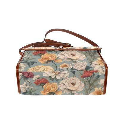 Personalized Waterproof Canvas Shoulder Strap Bag Tartan Flowers Design - Piryoung Shop