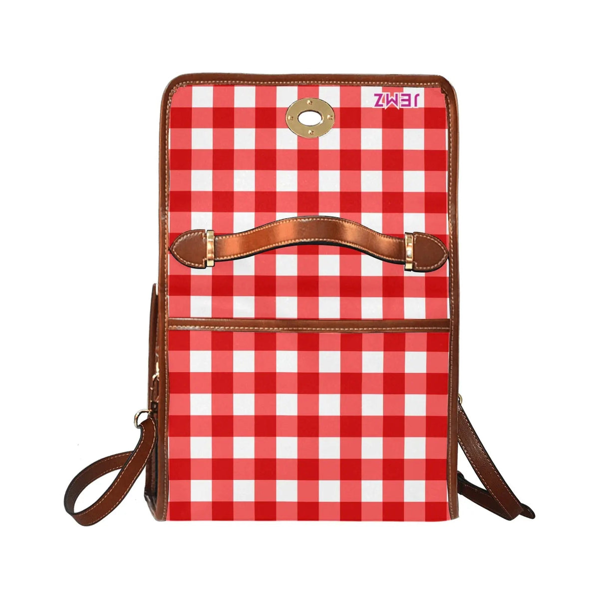 Personalized Waterproof Canvas Shoulder Strap Bag Tartan Red Butterfly - Piryoung Shop