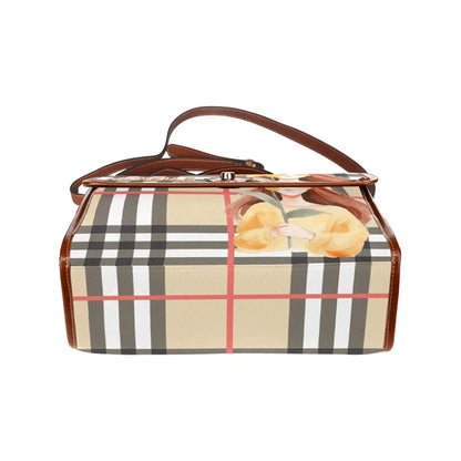 Personalized Waterproof Canvas Shoulder Strap Bag Tartan Sunflower Girl - Piryoung Shop