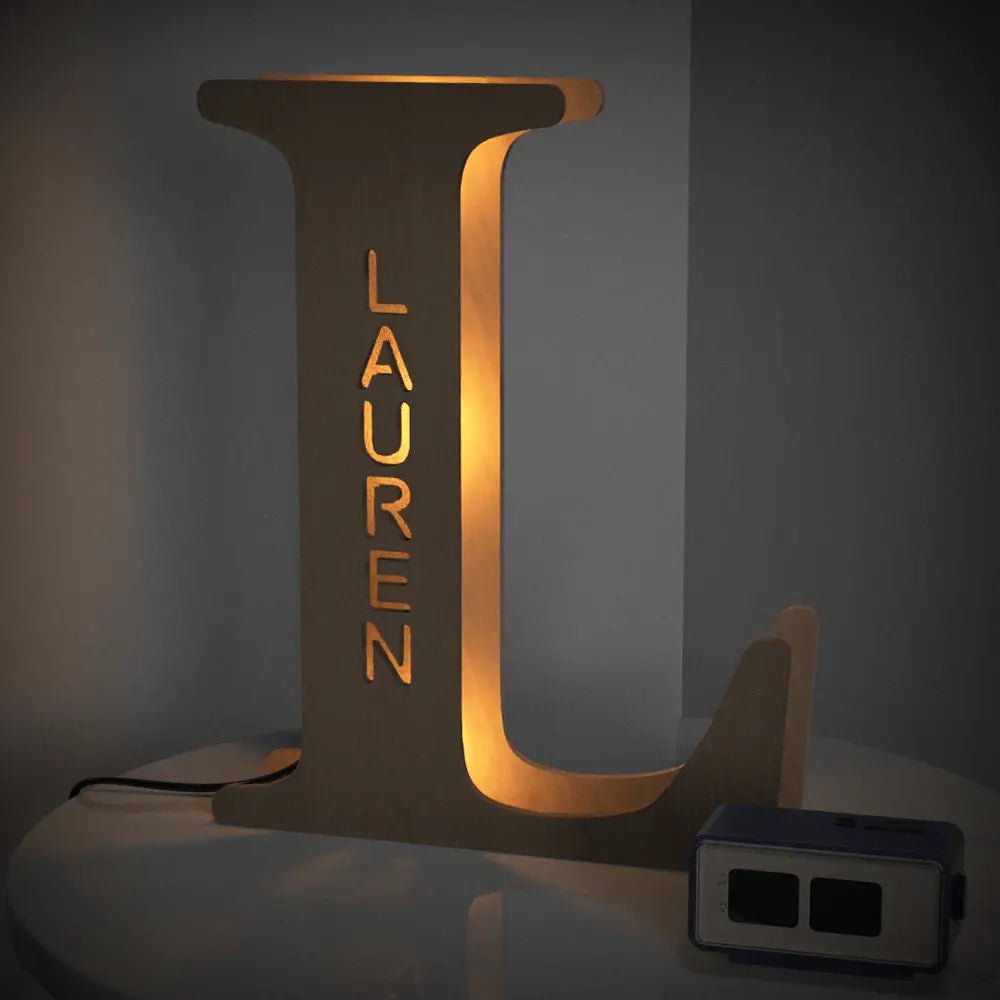 Personalized Wooden Letter Lamp With Custom Name Alphabet Night Lights (19CM) - Piryoung Shop