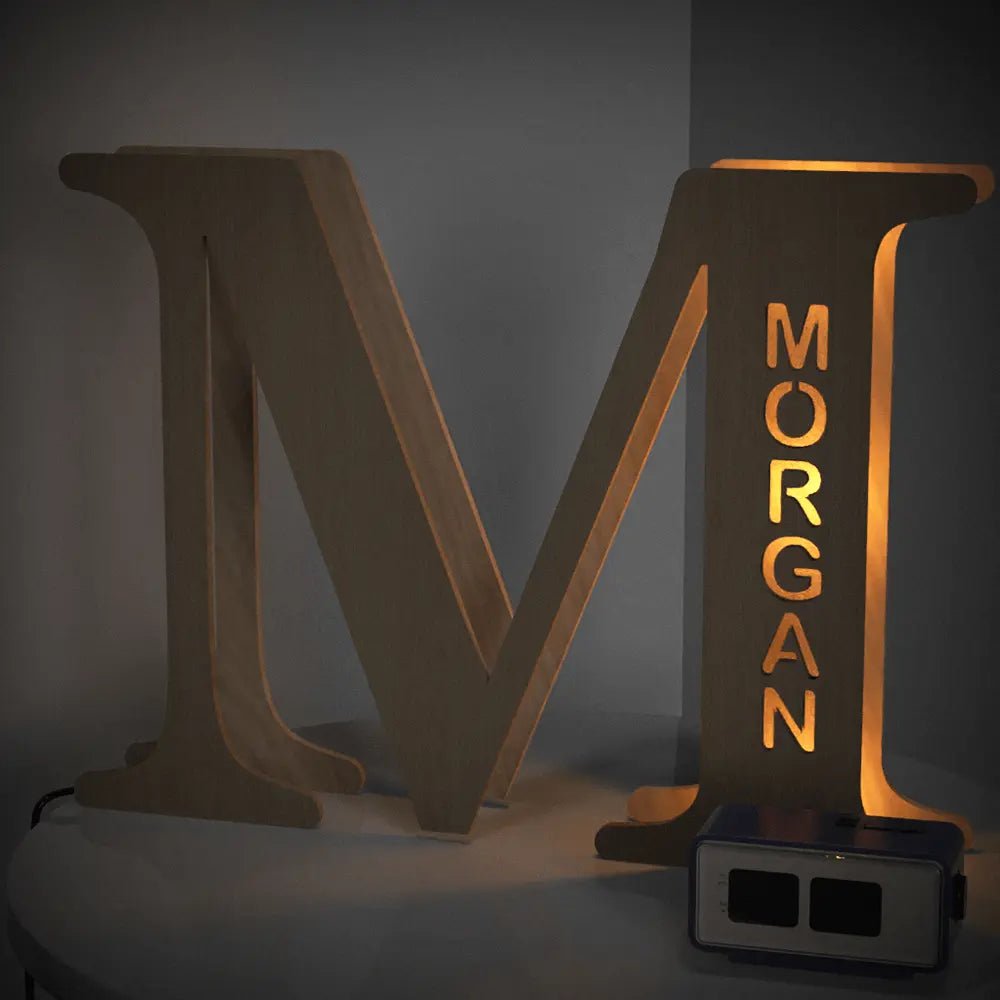 Personalized Wooden Letter Lamp With Custom Name Alphabet Night Lights (19CM) - Piryoung Shop