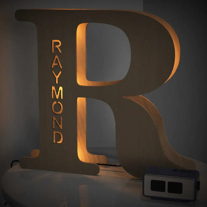 Personalized Wooden Letter Lamp With Custom Name Alphabet Night Lights (19CM) - Piryoung Shop