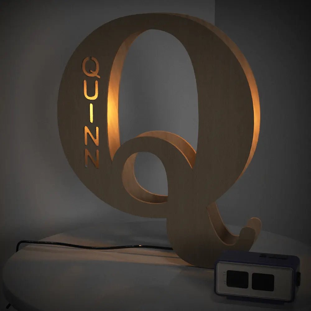 Personalized Wooden Letter Lamp With Custom Name Alphabet Night Lights (19CM) - Piryoung Shop