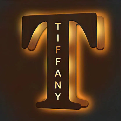 Personalized Wooden Letter Lamp With Custom Name Alphabet Night Lights (19CM) - Piryoung Shop