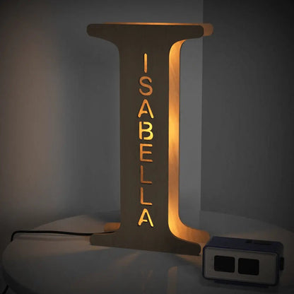 Personalized Wooden Letter Lamp With Custom Name Alphabet Night Lights (19CM) - Piryoung Shop