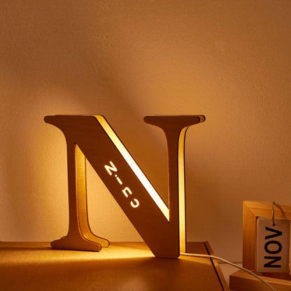 Personalized Wooden Letter Lamp With Custom Name Alphabet Night Lights (19CM) - Piryoung Shop