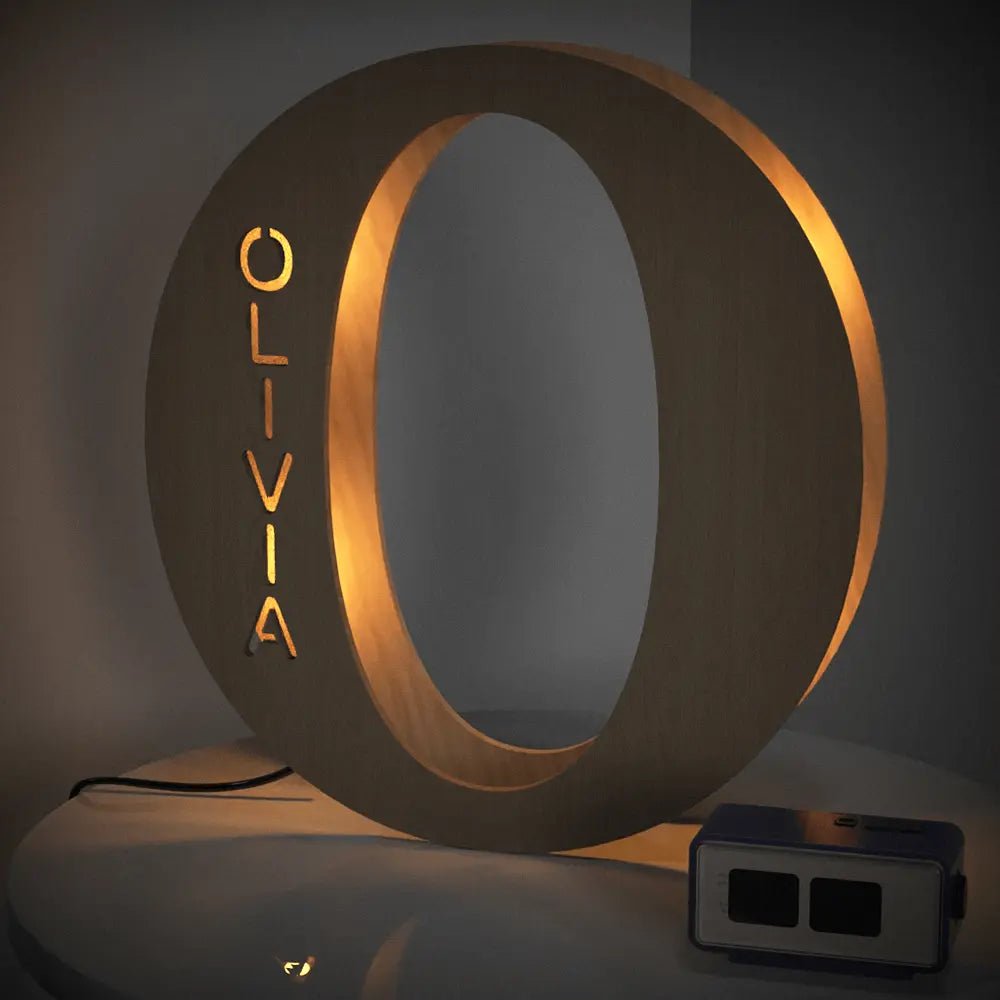 Personalized Wooden Letter Lamp With Custom Name Alphabet Night Lights (19CM) - Piryoung Shop