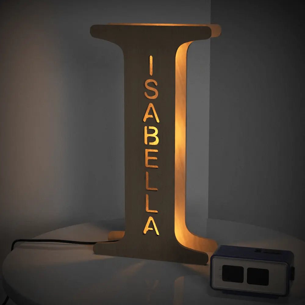 Personalized Wooden Letter Lamp With Custom Name Alphabet Night Lights (19CM) - Piryoung Shop