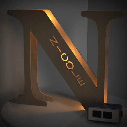 Personalized Wooden Letter Lamp With Custom Name Alphabet Night Lights (19CM) - Piryoung Shop