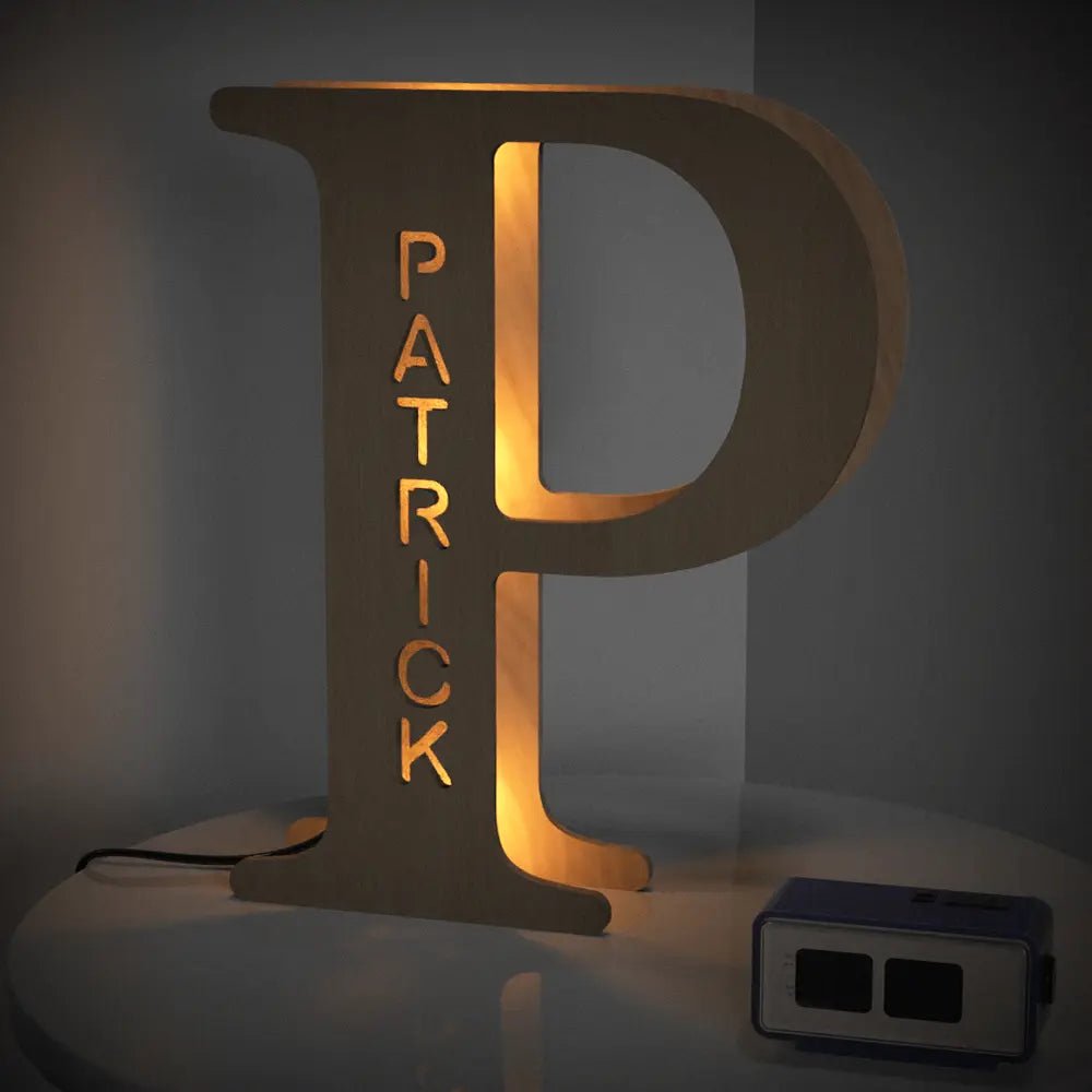 Personalized Wooden Letter Lamp With Custom Name Alphabet Night Lights (19CM) - Piryoung Shop