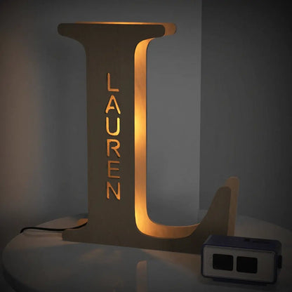 Personalized Wooden Letter Lamp With Custom Name Alphabet Night Lights (19CM) - Piryoung Shop