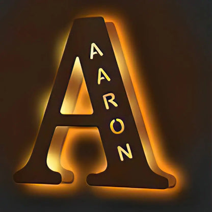Personalized Wooden Letter Lamp With Custom Name Alphabet Night Lights (19CM) - Piryoung Shop