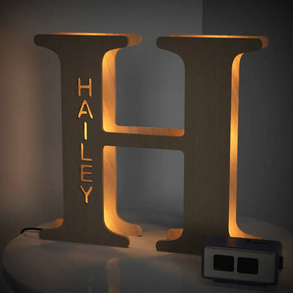 Personalized Wooden Letter Lamp With Custom Name Alphabet Night Lights 28CM - Piryoung Shop