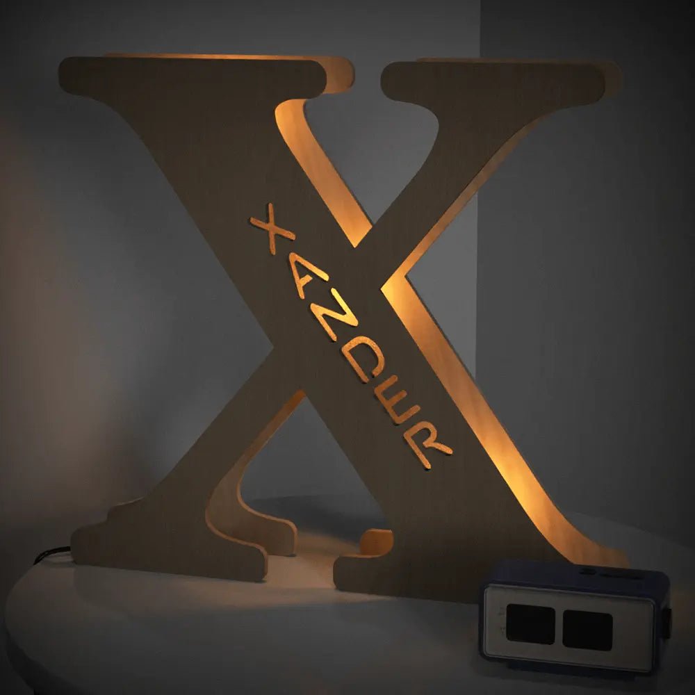 Personalized Wooden Letter Lamp With Custom Name Alphabet Night Lights 28CM - Piryoung Shop