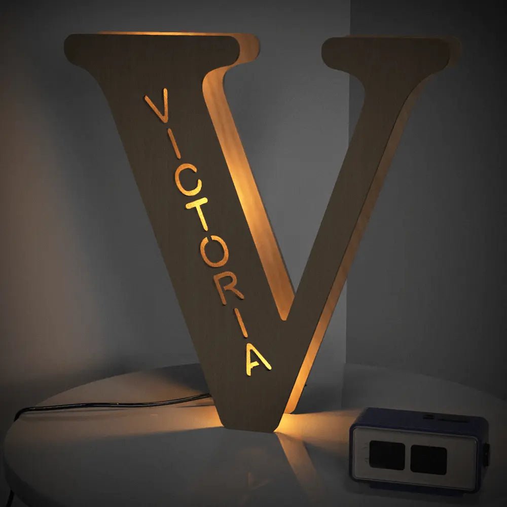 Personalized Wooden Letter Lamp With Custom Name Alphabet Night Lights 28CM - Piryoung Shop