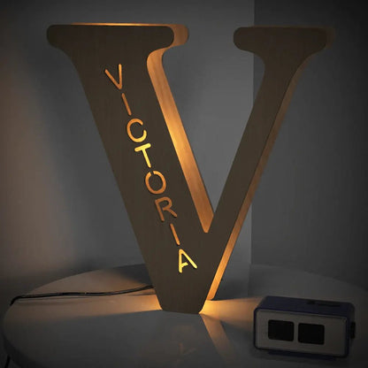 Personalized Wooden Letter Lamp With Custom Name Alphabet Night Lights 28CM - Piryoung Shop