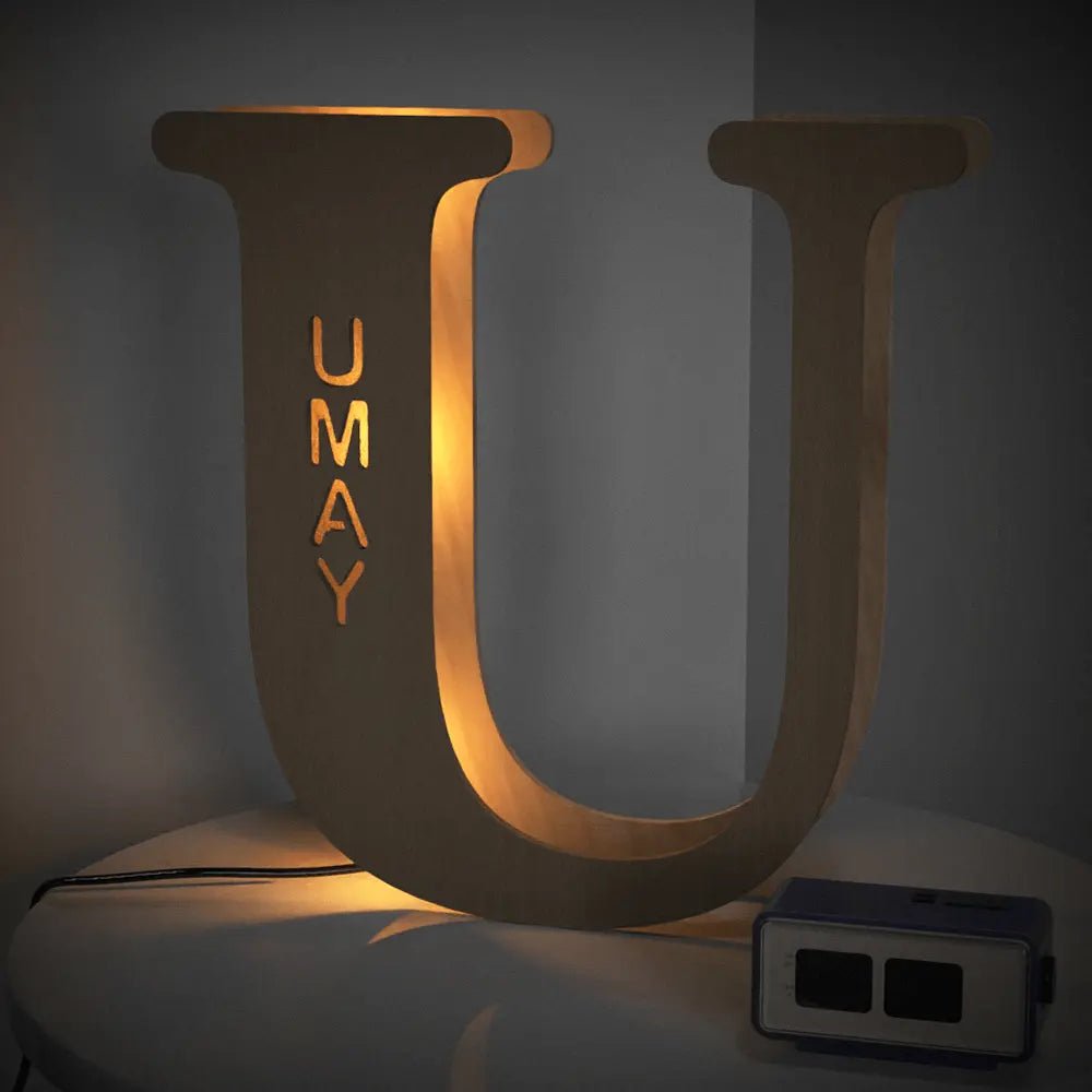 Personalized Wooden Letter Lamp With Custom Name Alphabet Night Lights 28CM - Piryoung Shop
