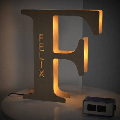 Personalized Wooden Letter Lamp With Custom Name Alphabet Night Lights 28CM - Piryoung Shop