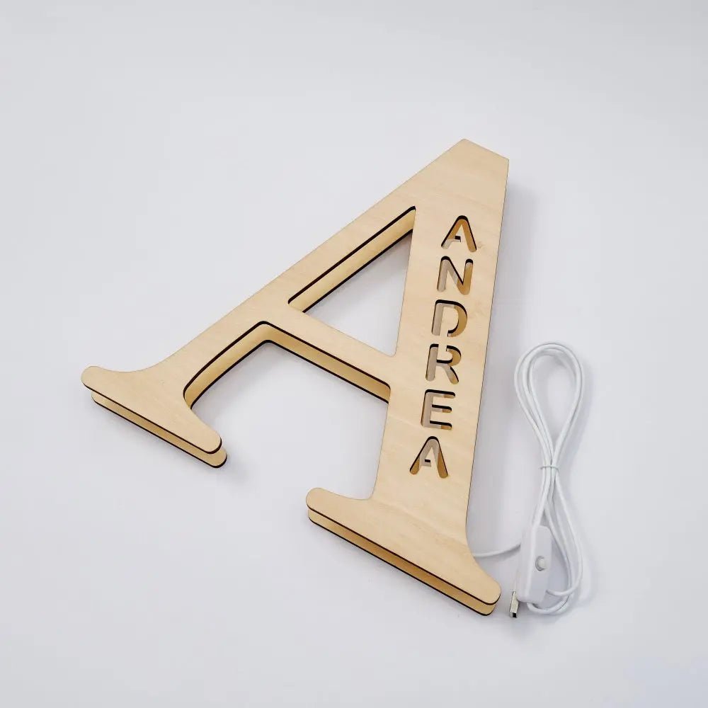 Personalized Wooden Letter Lamp With Custom Name Alphabet Night Lights 28CM - Piryoung Shop
