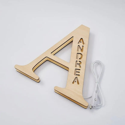 Personalized Wooden Letter Lamp With Custom Name Alphabet Night Lights 28CM - Piryoung Shop