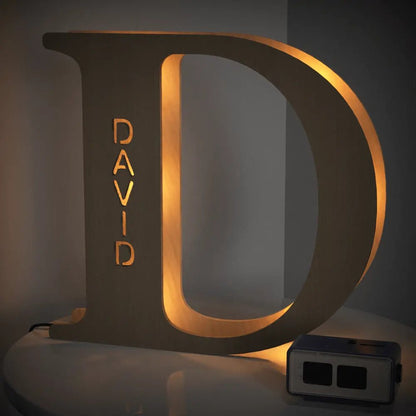 Personalized Wooden Letter Lamp With Custom Name Alphabet Night Lights 28CM - Piryoung Shop