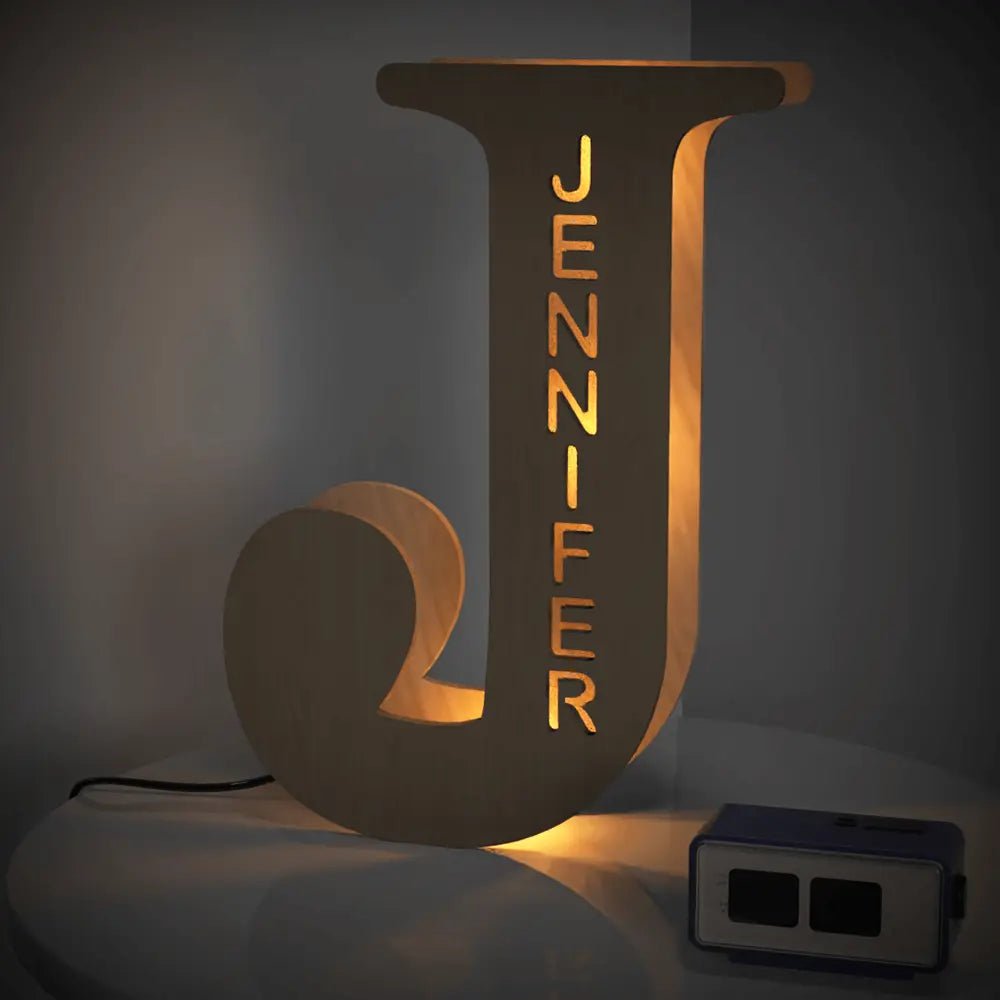 Personalized Wooden Letter Lamp With Custom Name Alphabet Night Lights 28CM - Piryoung Shop
