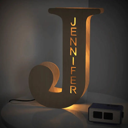Personalized Wooden Letter Lamp With Custom Name Alphabet Night Lights 28CM - Piryoung Shop
