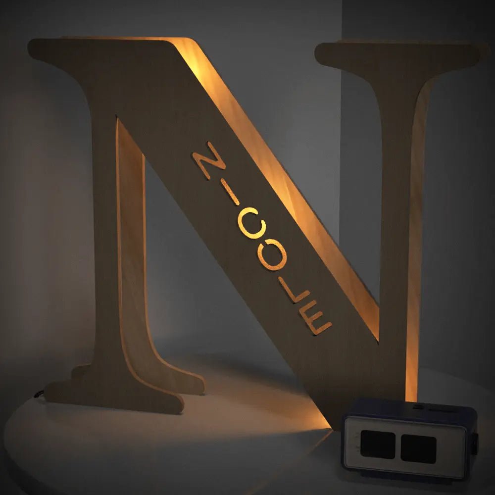 Personalized Wooden Letter Lamp With Custom Name Alphabet Night Lights 28CM - Piryoung Shop