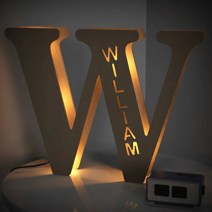 Personalized Wooden Letter Lamp With Custom Name Alphabet Night Lights 28CM - Piryoung Shop