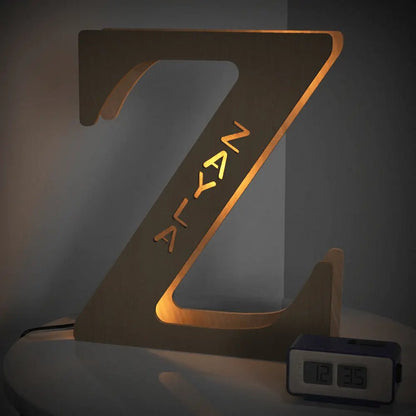 Personalized Wooden Letter Lamp With Custom Name Alphabet Night Lights 28CM - Piryoung Shop