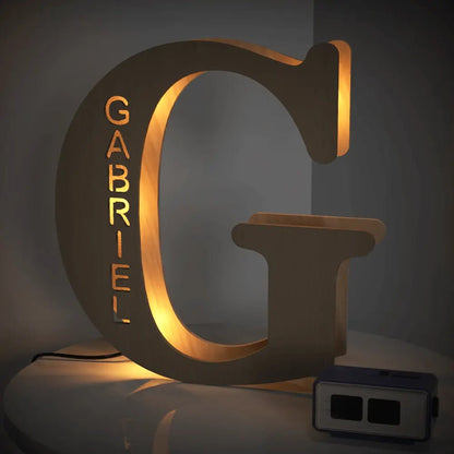 Personalized Wooden Letter Lamp With Custom Name Alphabet Night Lights 28CM - Piryoung Shop