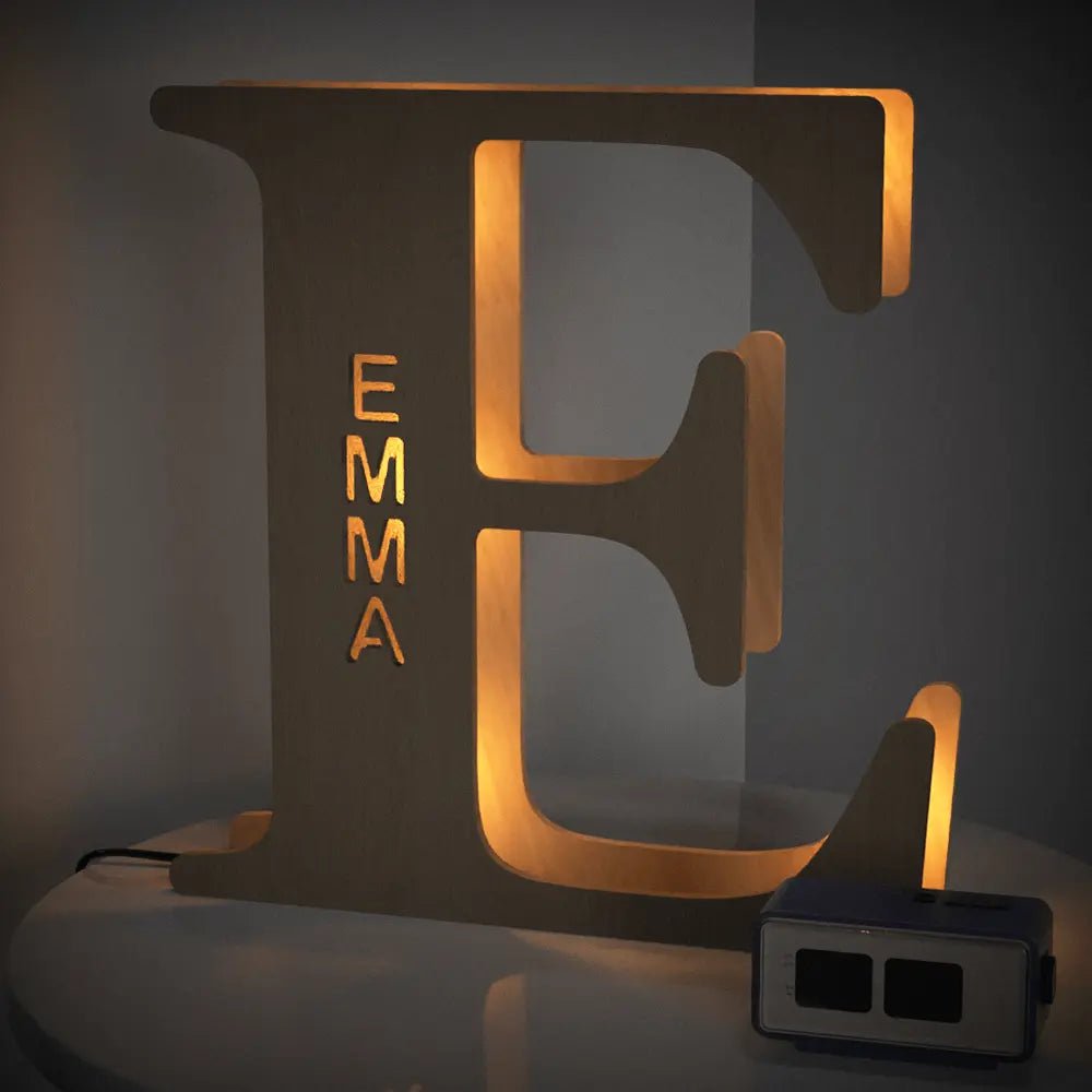 Personalized Wooden Letter Lamp With Custom Name Alphabet Night Lights 28CM - Piryoung Shop