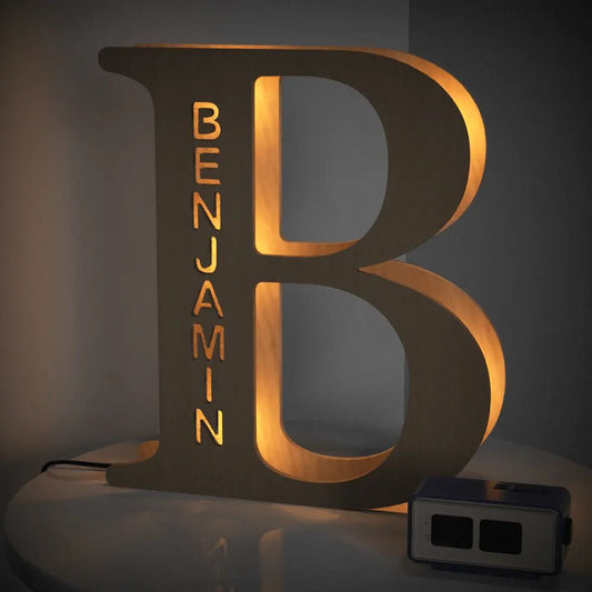 Personalized Wooden Letter Lamp With Custom Name Alphabet Night Lights 28CM - Piryoung Shop