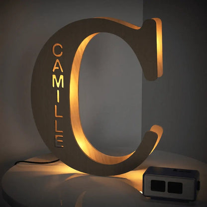 Personalized Wooden Letter Lamp With Custom Name Alphabet Night Lights 28CM - Piryoung Shop