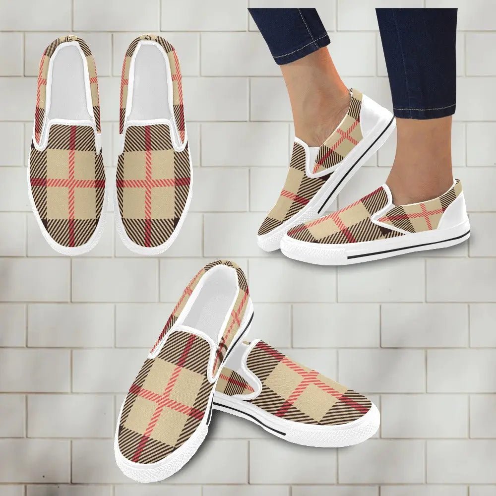 Tartan Slip - on Canvas Women's Shoes - Piryoung Shop