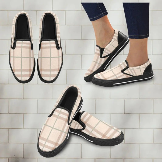 Tartan Slip - on Canvas Women's Shoes - Piryoung Shop