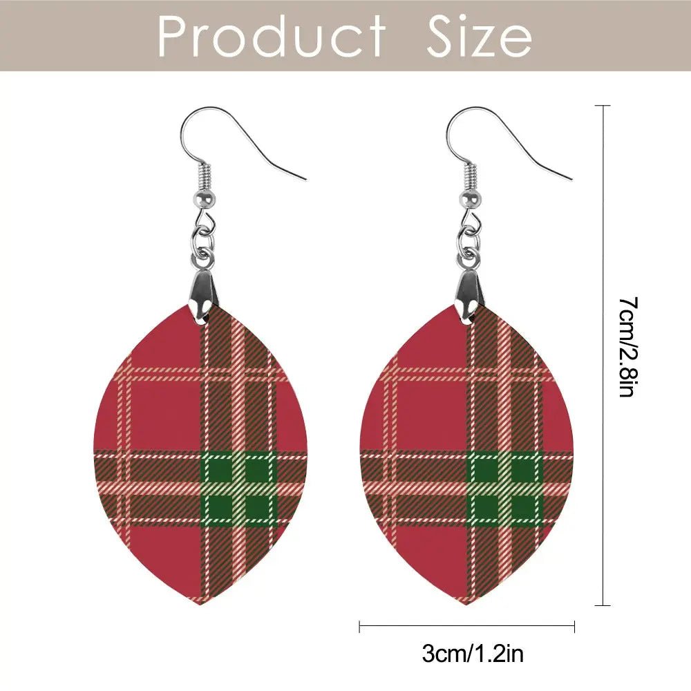Tartan Wooden Apricot Earring - Piryoung Shop