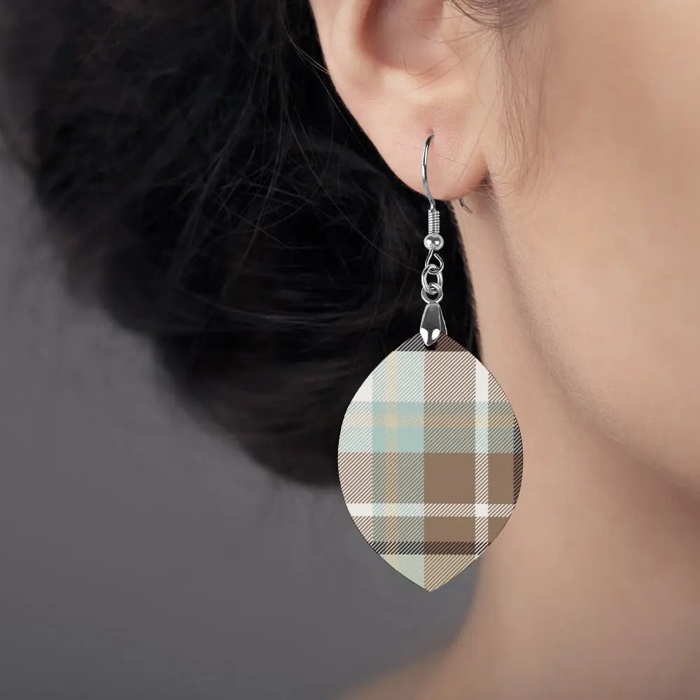Tartan Wooden Apricot Earring - Piryoung Shop