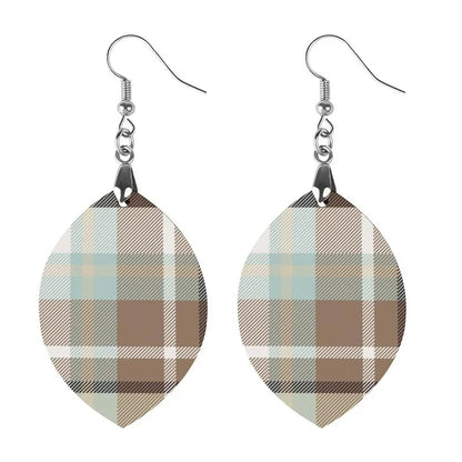 Tartan Wooden Apricot Earring - Piryoung Shop