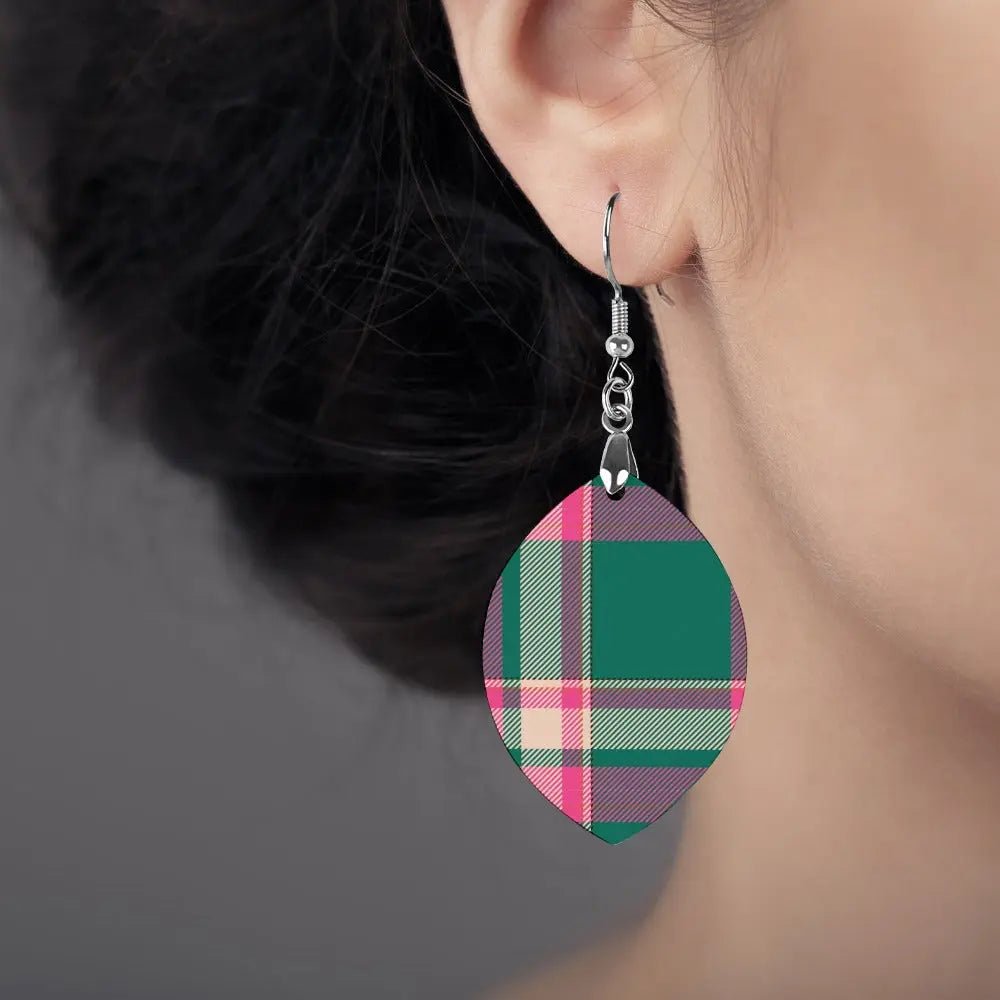 Tartan Wooden Apricot Earring - Piryoung Shop