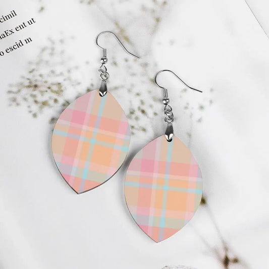 Tartan Wooden Apricot Earring - Piryoung Shop