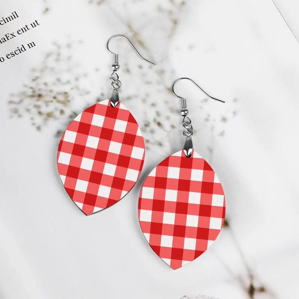 Tartan Wooden Apricot Earring - Piryoung Shop