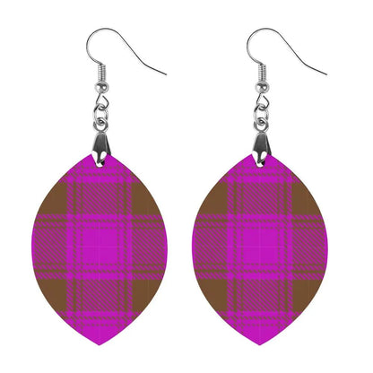 Tartan Wooden Apricot Earring - Piryoung Shop