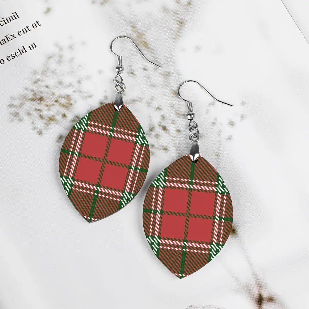 Tartan Wooden Apricot Earring - Piryoung Shop