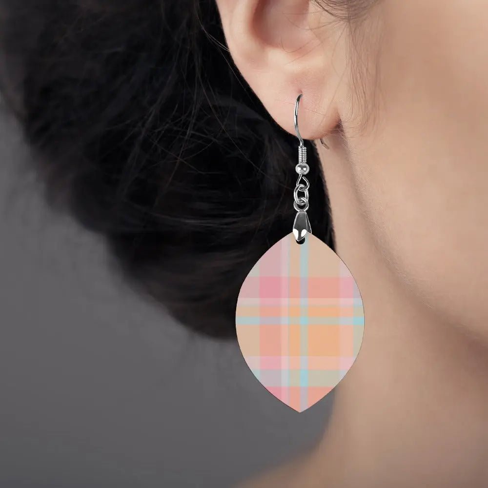 Tartan Wooden Apricot Earring - Piryoung Shop