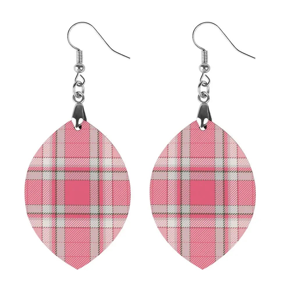 Tartan Wooden Apricot Earring - Piryoung Shop